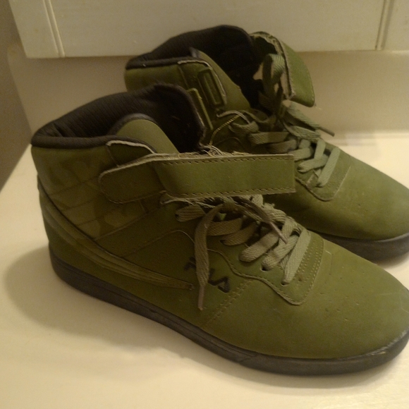 Fila Vulc 13 Military Olive Camo Retro Mid Top Men's Sneakers - Picture 2 of 11